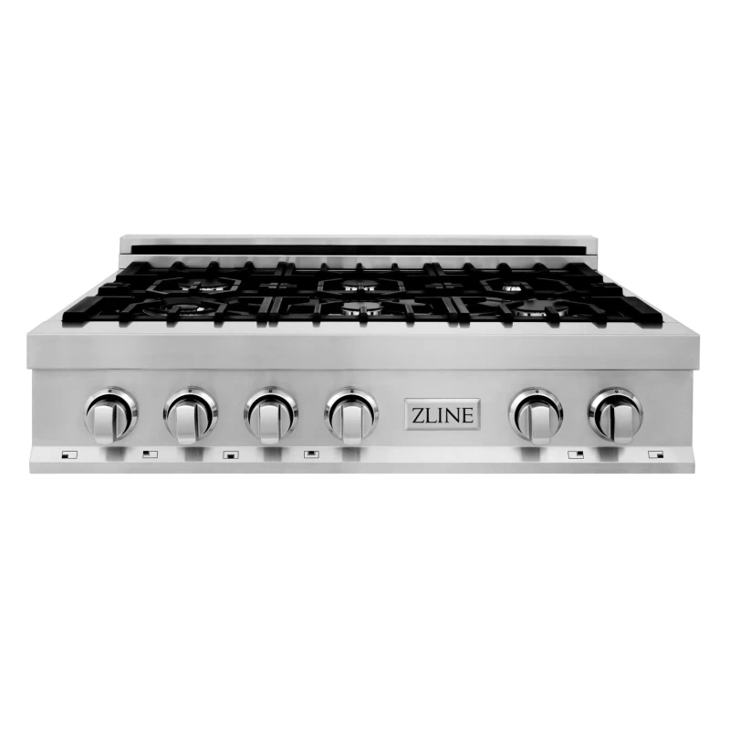 36" Porcelain Gas Stovetop with 6 Gas Burners and Griddle