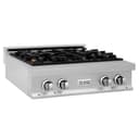 30" Porcelain Gas Stovetop with 4 Gas Brass Burners view 3
