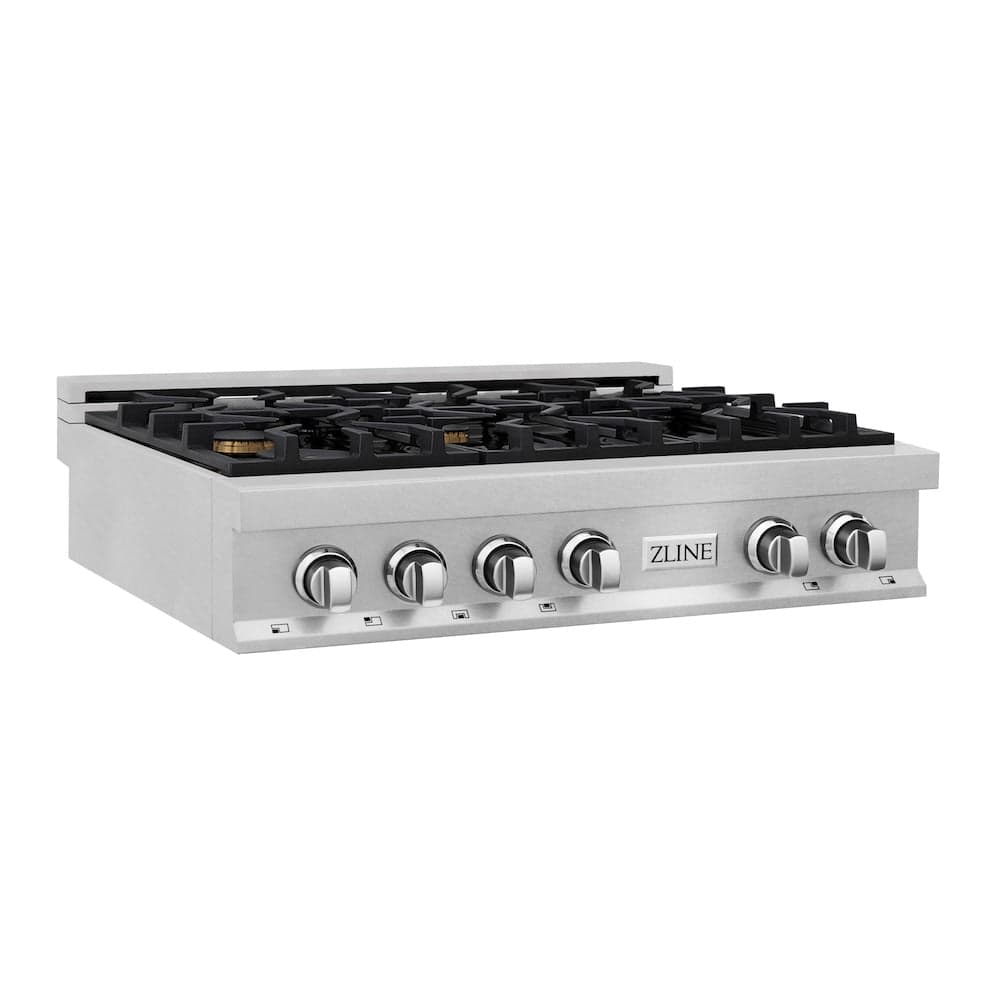 36" Porcelain Gas Stovetop with 6 Gas Brass Burners
