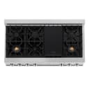 48" Porcelain Gas Stovetop with 7 Gas Brass Burners and Griddle view 5