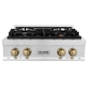 Autograph Edition 30" Porcelain Rangetop with 4 Gas Burners and Champagne Bronze Accents view 2