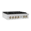 Autograph Edition 36" Porcelain Rangetop with 6 Gas Burners and Champagne Bronze Accents view 1