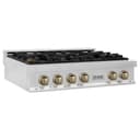 Autograph Edition 36" Porcelain Rangetop with 6 Gas Burners and Champagne Bronze Accents view 4