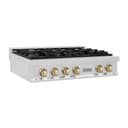 Autograph Edition 36 In. Legacy Gas Rangetop With 6 Burners And Porcelain Cooktop In Satin Stainless Steel With Polished Gold Accents view 1