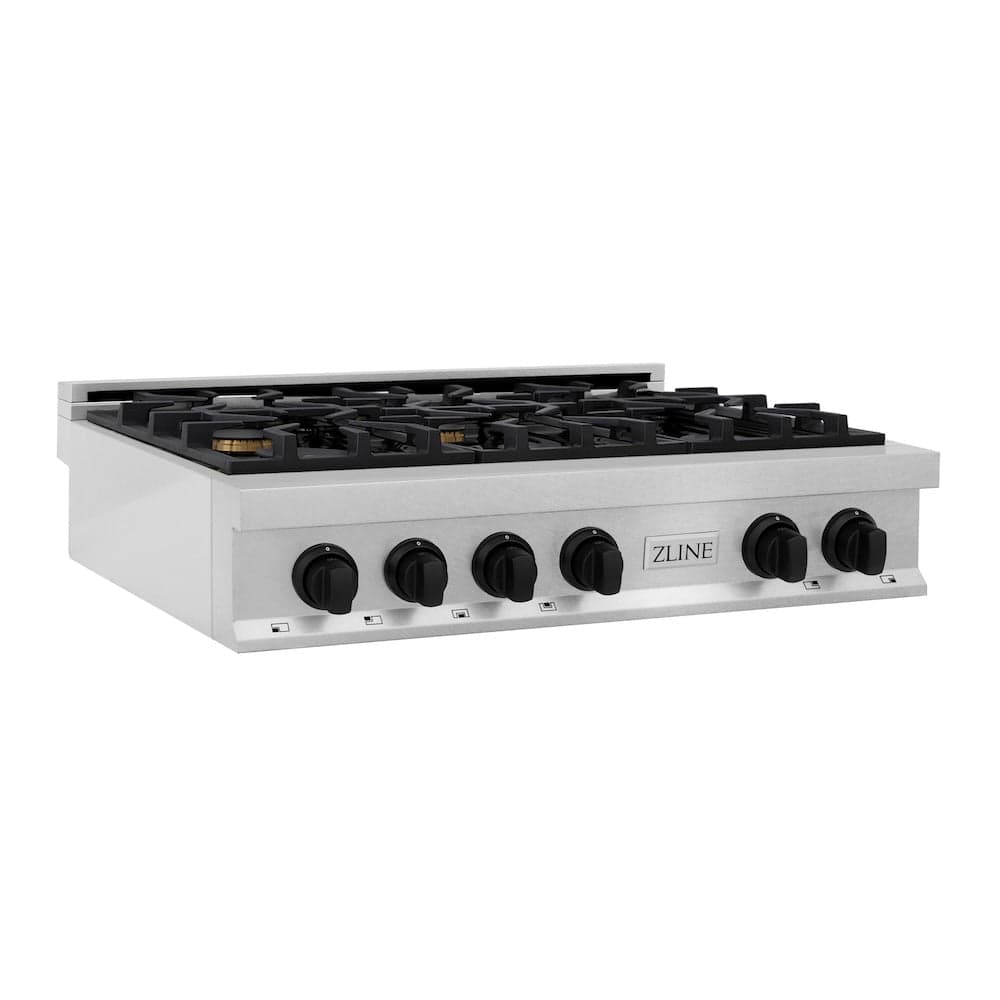 Autograph Edition 36" Porcelain Rangetop with 6 Gas Burners and Matte Black Accents