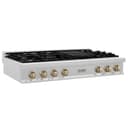 Autograph Edition 48" Porcelain Rangetop with 7 Gas Burners and Champagne Bronze Accents view 1