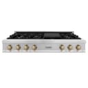 Autograph Edition 48" Porcelain Rangetop with 7 Gas Burners and Champagne Bronze Accents view 3