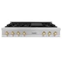 Autograph Edition 48" Porcelain Rangetop with 7 Gas Burners and Gold Accents view 2