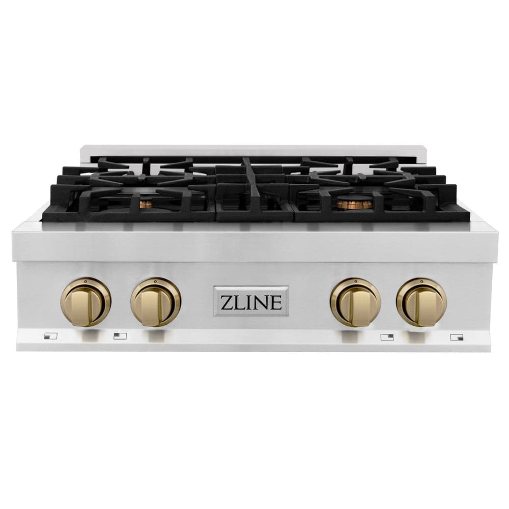 Autograph Edition 30" Porcelain Rangetop with 4 Gas Burners and Champagne Bronze Accents