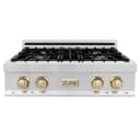 Autograph Edition 30" Porcelain Rangetop with 4 Gas Burners and Gold Accents view 1