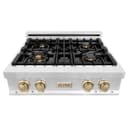 Autograph Edition 30" Porcelain Rangetop with 4 Gas Burners and Gold Accents view 4