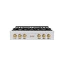Autograph Edition 36" Porcelain Rangetop with 6 Gas Burners and Champagne Bronze Accents view 1
