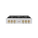 Autograph Edition 36" Porcelain Rangetop with 6 Gas Burners and Gold Accents view 1