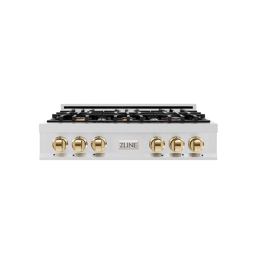 Autograph Edition 36" Porcelain Rangetop with 6 Gas Burners and Gold Accents