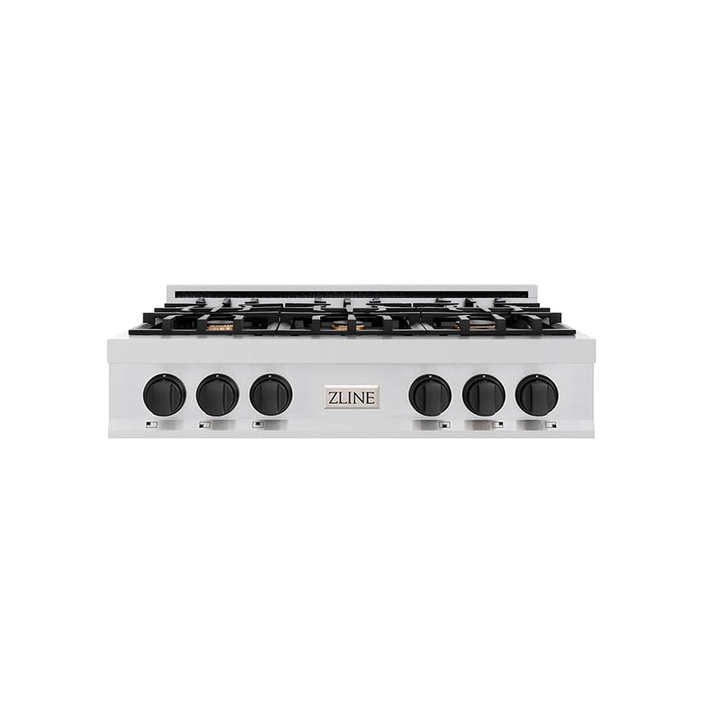 Autograph Edition 36" Porcelain Rangetop with 6 Gas Burners and Matte Black Accents