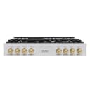 Autograph Edition 48" Porcelain Rangetop with 7 Gas Burners and Champagne Bronze Accents view 1