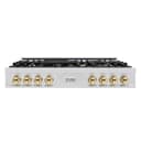 Autograph Edition 48" Porcelain Rangetop with 7 Gas Burners and Gold Accents view 1