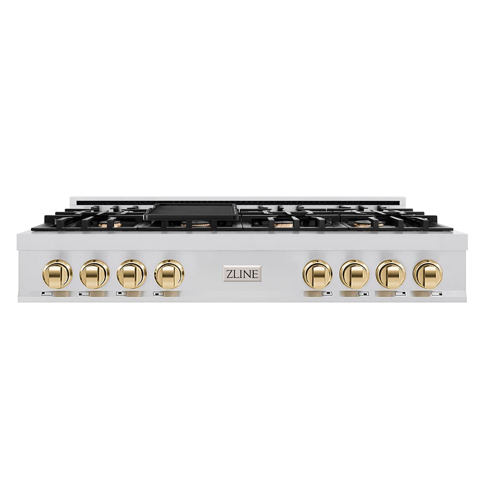Autograph Edition 48" Porcelain Rangetop with 7 Gas Burners and Gold Accents