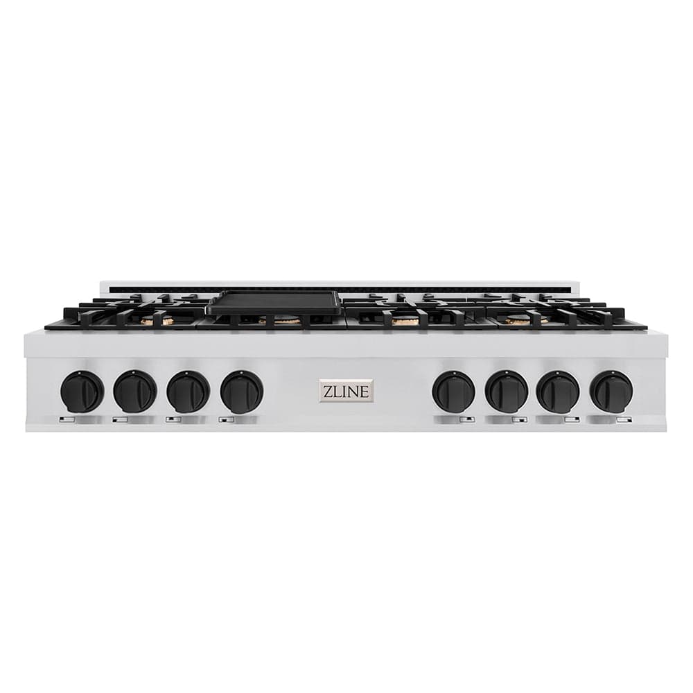 Autograph Edition 48" Porcelain Rangetop with 7 Gas Burners and Matte Black Accents