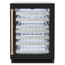 ZLINE Autograph Edition 24 in. Touchstone Dual Zone 44 Bottle Wine Cooler With Black Matte Glass Door And Polished Gold Handle (RWDOZ-BLM-24-G) view 1