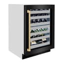 ZLINE Autograph Edition 24 in. Touchstone Dual Zone 44 Bottle Wine Cooler With Black Stainless Steel Glass Door And Champagne Bronze Handle (RWDOZ-BS-24-CB) view 4