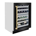 ZLINE Autograph Edition 24 in. Touchstone Dual Zone 44 Bottle Wine Cooler With Black Stainless Steel Glass Door And Polished Gold Handle (RWDOZ-BS-24-G) view 4