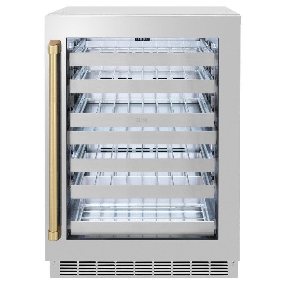 AutographEdition 24 in. Touchstone Dual Zone 44 Bottle Wine Cooler With Stainless Steel Glass Door And Champagne Bronze Handle