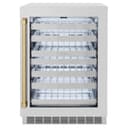 ZLINE Autograph Edition 24 in. Touchstone Dual Zone 44 Bottle Wine Cooler With DuraSnow® Stainless Steel Glass Door And Champagne Bronze Handle (RWDOZ-SN-24-CB) view 1