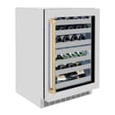 ZLINE Autograph Edition 24 in. Touchstone Dual Zone 44 Bottle Wine Cooler With DuraSnow® Stainless Steel Glass Door And Champagne Bronze Handle (RWDOZ-SN-24-CB) view 4