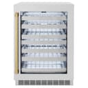 ZLINE Autograph Edition 24 in. Touchstone Dual Zone 44 Bottle Wine Cooler With DuraSnow® Stainless Steel Glass Door And Polished Gold Handle (RWDOZ-SN-24-G) view 1