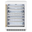 ZLINE Autograph Edition 24 in. Touchstone Dual Zone 44 Bottle Wine Cooler With White Matte Glass Door And Champagne Bronze Handle (RWDOZ-WM-24-CB) view 1