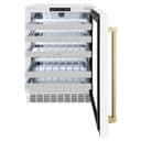 ZLINE Autograph Edition 24 in. Touchstone Dual Zone 44 Bottle Wine Cooler With White Matte Glass Door And Champagne Bronze Handle (RWDOZ-WM-24-CB) view 3