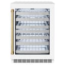 ZLINE Autograph Edition 24 in. Touchstone Dual Zone 44 Bottle Wine Cooler With White Matte Glass Door And Polished Gold Handle (RWDOZ-WM-24-G) view 1