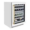 ZLINE Autograph Edition 24 in. Touchstone Dual Zone 44 Bottle Wine Cooler With White Matte Glass Door And Polished Gold Handle (RWDOZ-WM-24-G) view 3