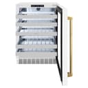 ZLINE Autograph Edition 24 in. Touchstone Dual Zone 44 Bottle Wine Cooler With White Matte Glass Door And Polished Gold Handle (RWDOZ-WM-24-G) view 4