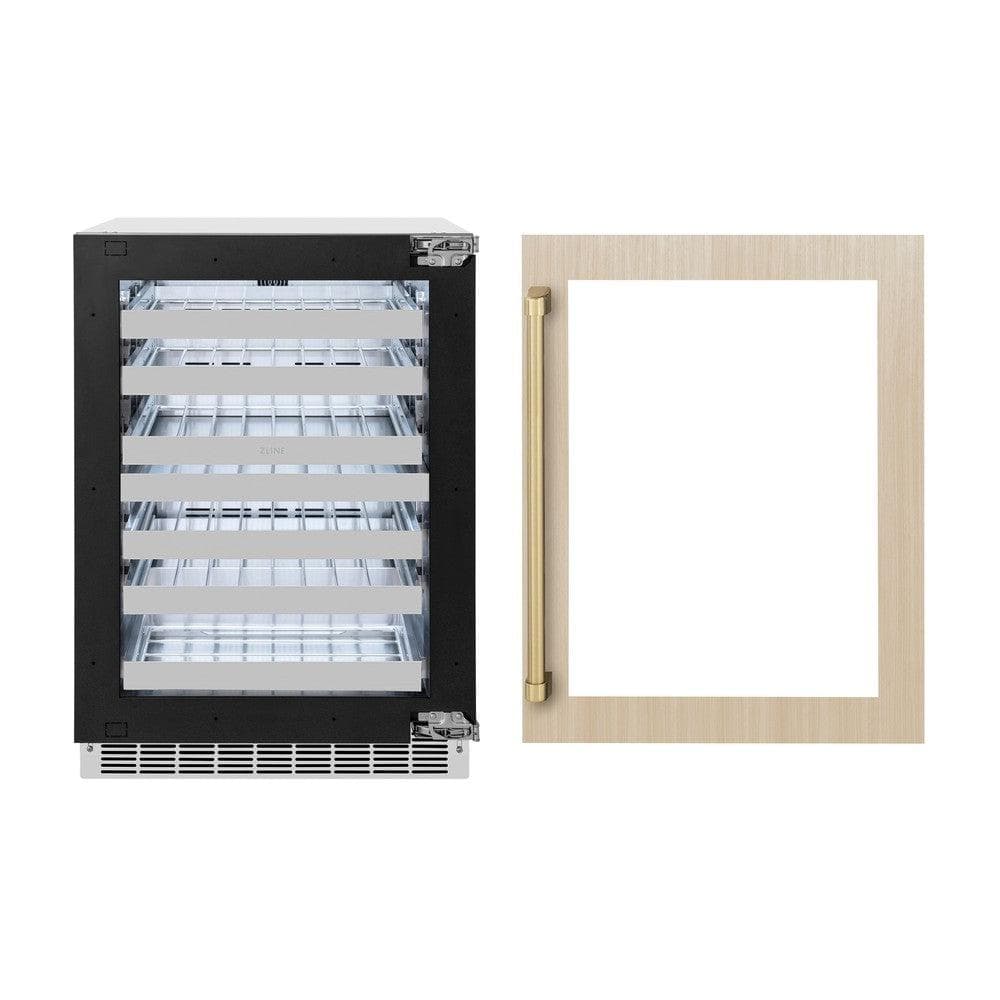 AutographEdition 24 in. Touchstone Dual Zone 44 Bottle Wine Cooler With Panel Ready Glass Door And Champagne Bronze Handle