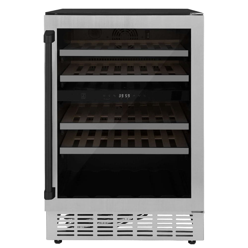 24"Monument Autograph Edition Dual Zone 44-Bottle Wine Cooler in Stainless Steel with Matte Black Accents