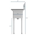 23 in. One Compartment Stainless Steel Commercial Sink with Drainboard, Bowl Size 10" x 14" x 10 view 4
