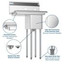 25 in. One Compartment Stainless Steel Commercial Sink with Drainboard, Bowl Size 10" x 14" x 10 view 3