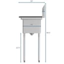 25 in. One Compartment Stainless Steel Commercial Sink with Drainboard, Bowl Size 10" x 14" x 10 view 5