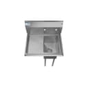 25 in. One Compartment Stainless Steel Commercial Sink with Drainboard, Bowl Size 10" x 14" x 10 view 10