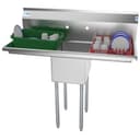 44 in. One Compartment Stainless Steel Commercial Sink with 2 Drainboards, Bowl Size 12"x 16"x 10 view 1