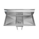 44 in. One Compartment Stainless Steel Commercial Sink with 2 Drainboards, Bowl Size 12"x 16"x 10 view 4