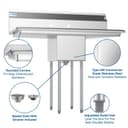 44 in. One Compartment Stainless Steel Commercial Sink with 2 Drainboards, Bowl Size 12"x 16"x 10 view 11