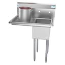 31 in. One Compartment Stainless Steel Commercial Sink with Drainboard, Bowl Size 12"x 16"x 10 view 1