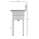 31 in. One Compartment Stainless Steel Commercial Sink with Drainboard, Bowl Size 12"x 16"x 10 view 5