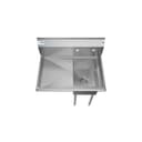 31 in. One Compartment Stainless Steel Commercial Sink with Drainboard, Bowl Size 12"x 16"x 10 view 6