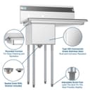 31 in. One Compartment Stainless Steel Commercial Sink with Drainboard, Bowl Size 12" x 16" x 10 view 3