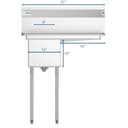 31 in. One Compartment Stainless Steel Commercial Sink with Drainboard, Bowl Size 12" x 16" x 10 view 4