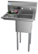 29 in. One compartment Stainless Steel Commercial Restaurant Sink with Drainboard, Bowl Size 14" x 16" x 11 view 1